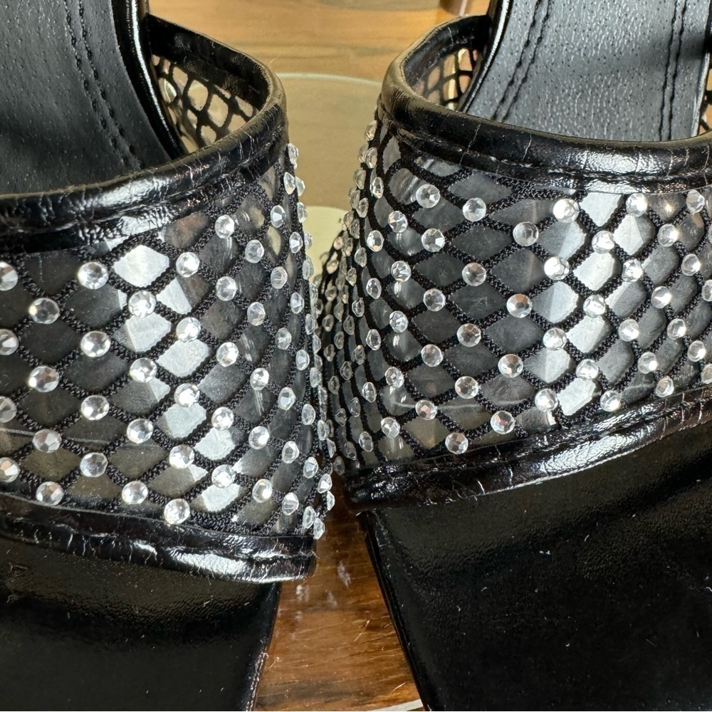 Chase and Chloe Ariane Rhinestone Mesh Sandal - black - 7 - Picture 7 of 15